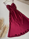 6Pcs Slit Turkish Style Nighty Set Maroon