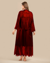 Long Satin &amp; Lace Nightdress &amp; Robe Set - Maroon