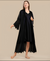 Long Satin & Lace Nightdress & Robe Set - Black