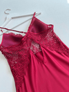 Red Guipure Detailed 4-Piece Satin Set