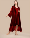 Long Satin &amp; Lace Nightdress &amp; Robe Set - Maroon