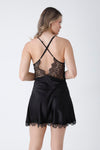 Satin Black Nightgown Set