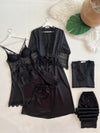 Satin Black Nightgown Set